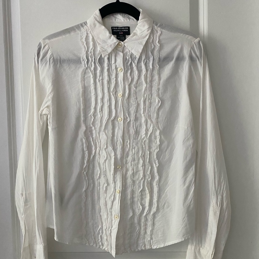 NWOT Polo Jeans Co. Ralph Lauren Ruffles Button Down Long Sleeve Shirt, Size M